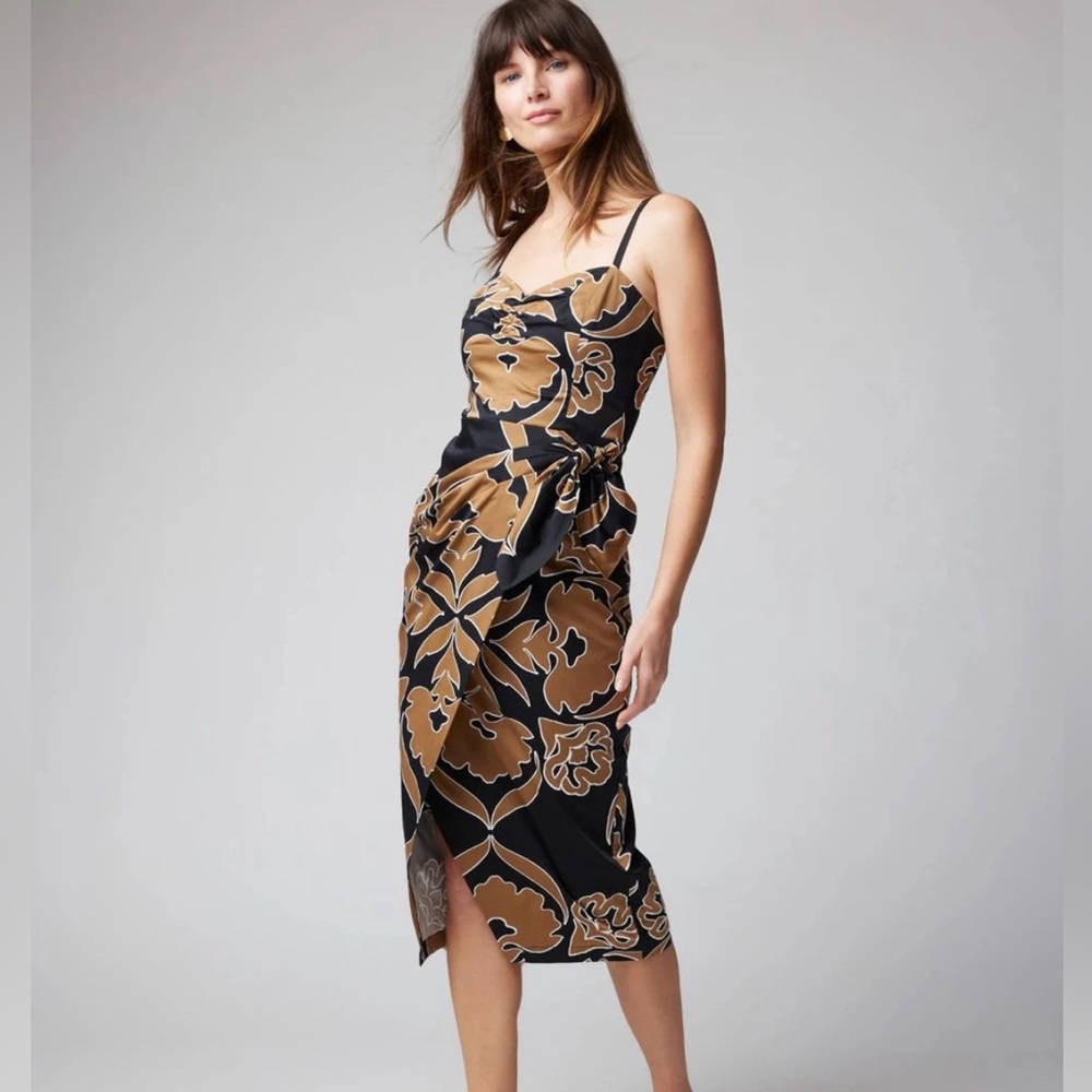 Cotton Sateen Faux Wrap Dress from White House Black Market